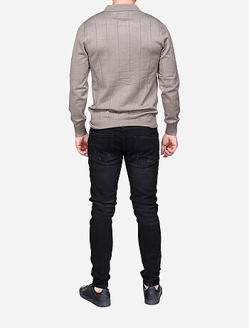 Camisola elegante com gola polo e fecho de correr - Frilivin