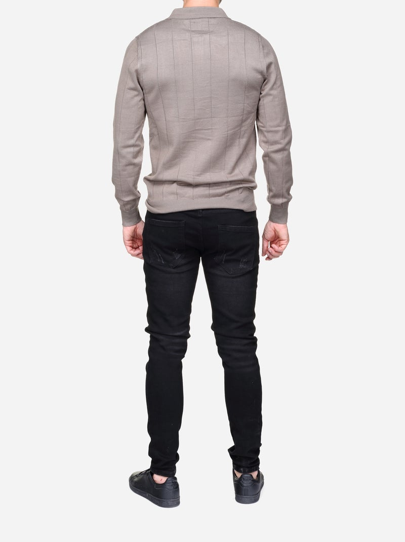 Camisola elegante com gola polo e fecho de correr - Frilivin Toupe - Kiabi