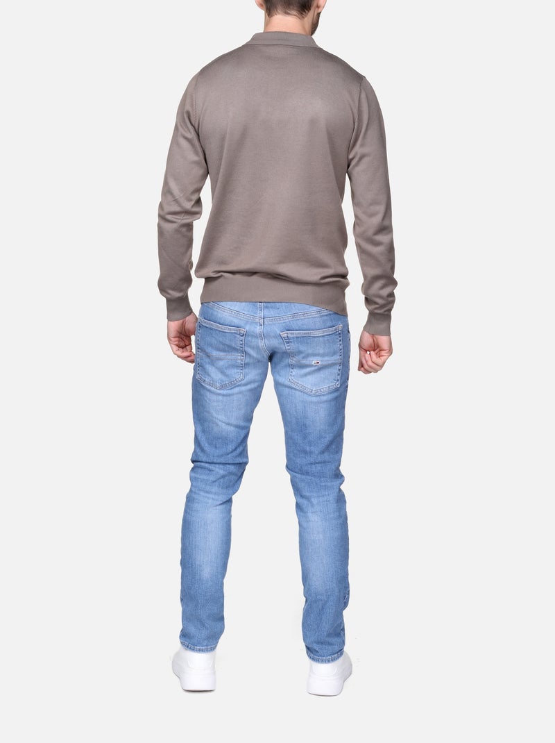 Camisola elegante com gola polo e fecho de correr - Frilivin Toupe - Kiabi