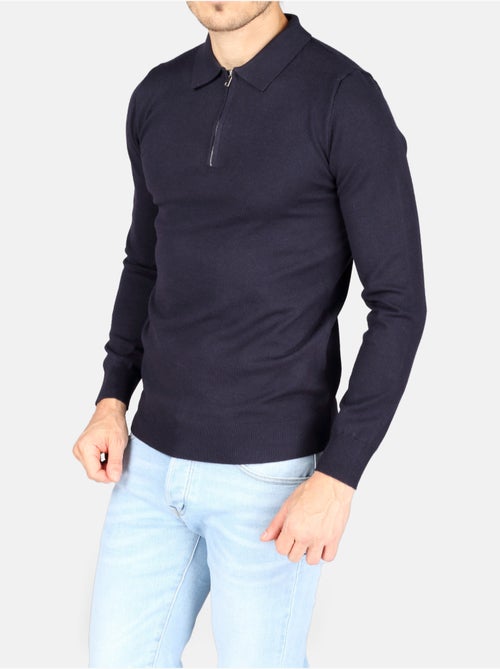 Camisola elegante com gola polo e fecho de correr - Kenzarro - Kiabi