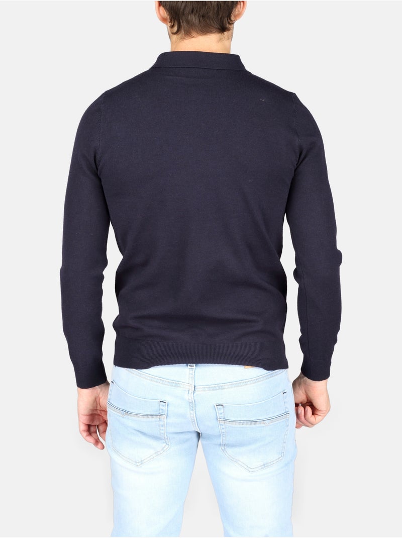 Camisola elegante com gola polo e fecho de correr - Kenzarro Azul - Kiabi