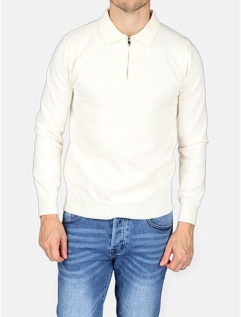 Camisola elegante com gola polo e fecho de correr - Kenzarro