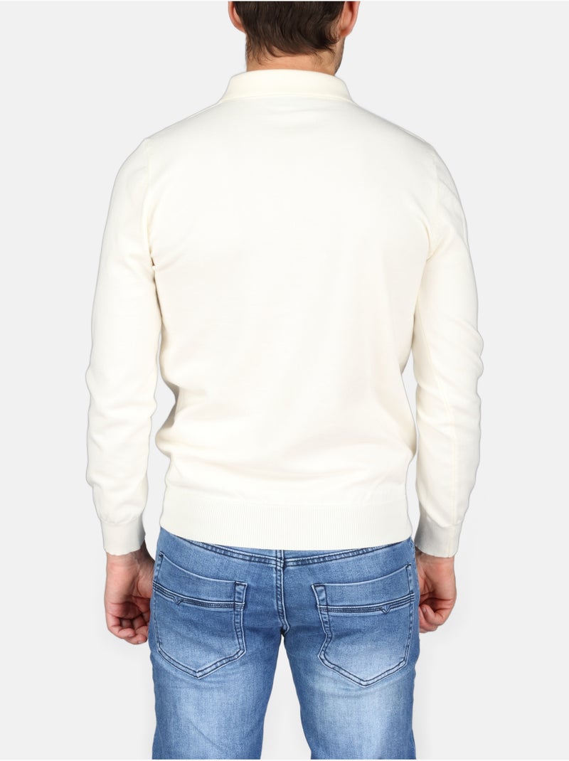 Camisola elegante com gola polo e fecho de correr - Kenzarro Branco - Kiabi