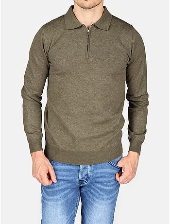 Camisola elegante com gola polo e fecho de correr - Kenzarro