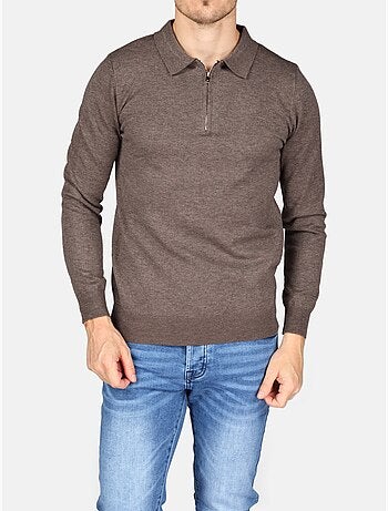 Camisola elegante com gola polo e fecho de correr - Kenzarro