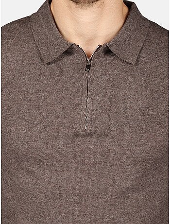Camisola elegante com gola polo e fecho de correr - Kenzarro
