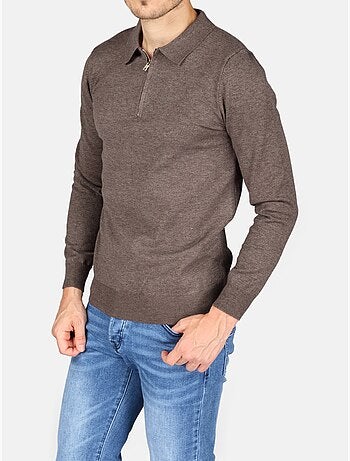Camisola elegante com gola polo e fecho de correr - Kenzarro