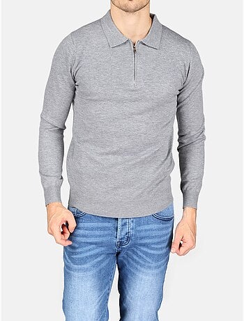 Camisola elegante com gola polo e fecho de correr - Kenzarro
