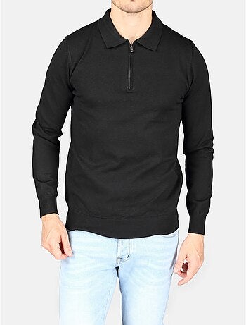 Camisola elegante com gola polo e fecho de correr - Kenzarro