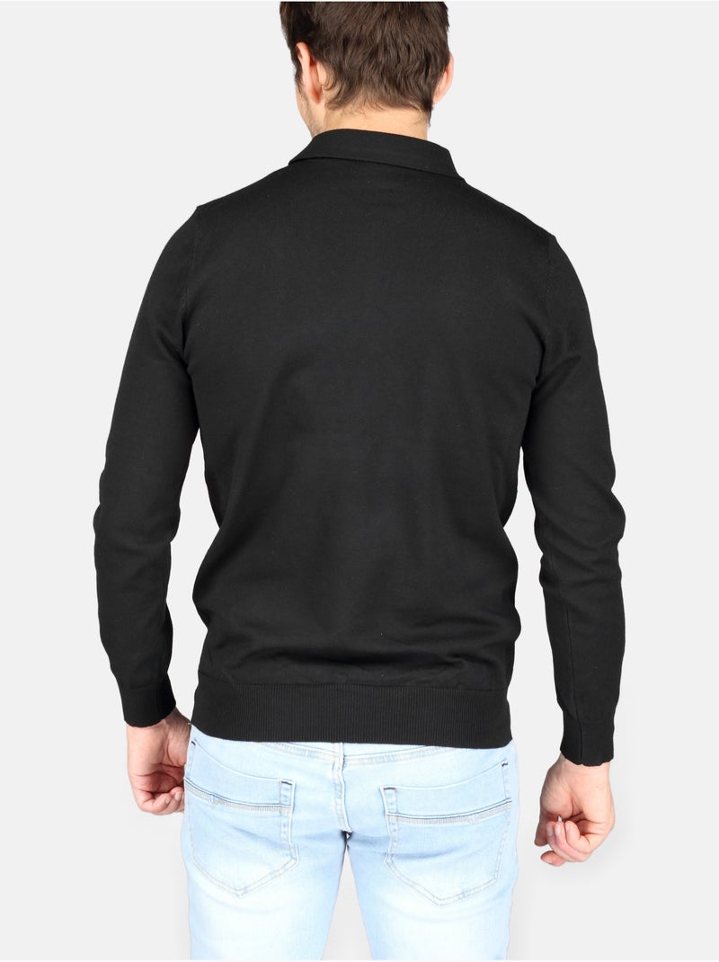 Camisola elegante com gola polo e fecho de correr - Kenzarro Preto - Kiabi