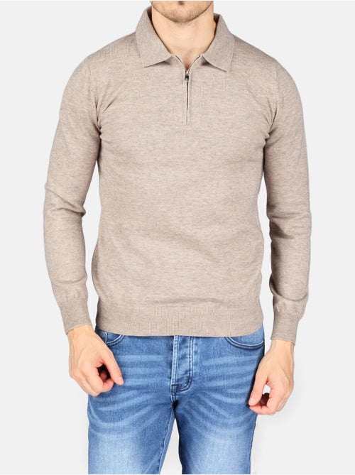 Camisola elegante com gola polo e fecho de correr - Kenzarro - Kiabi