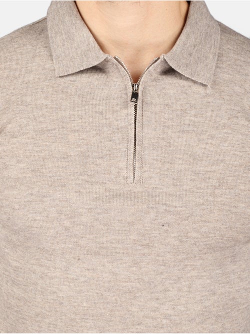 Camisola elegante com gola polo e fecho de correr - Kenzarro - Kiabi