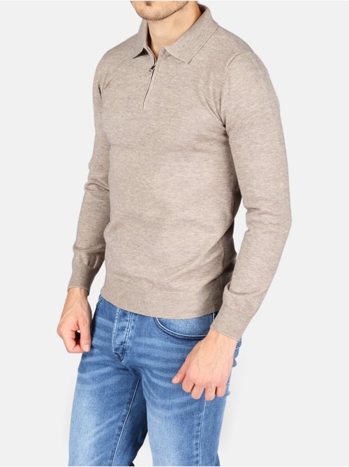 Camisola elegante com gola polo e fecho de correr - Kenzarro - Kiabi