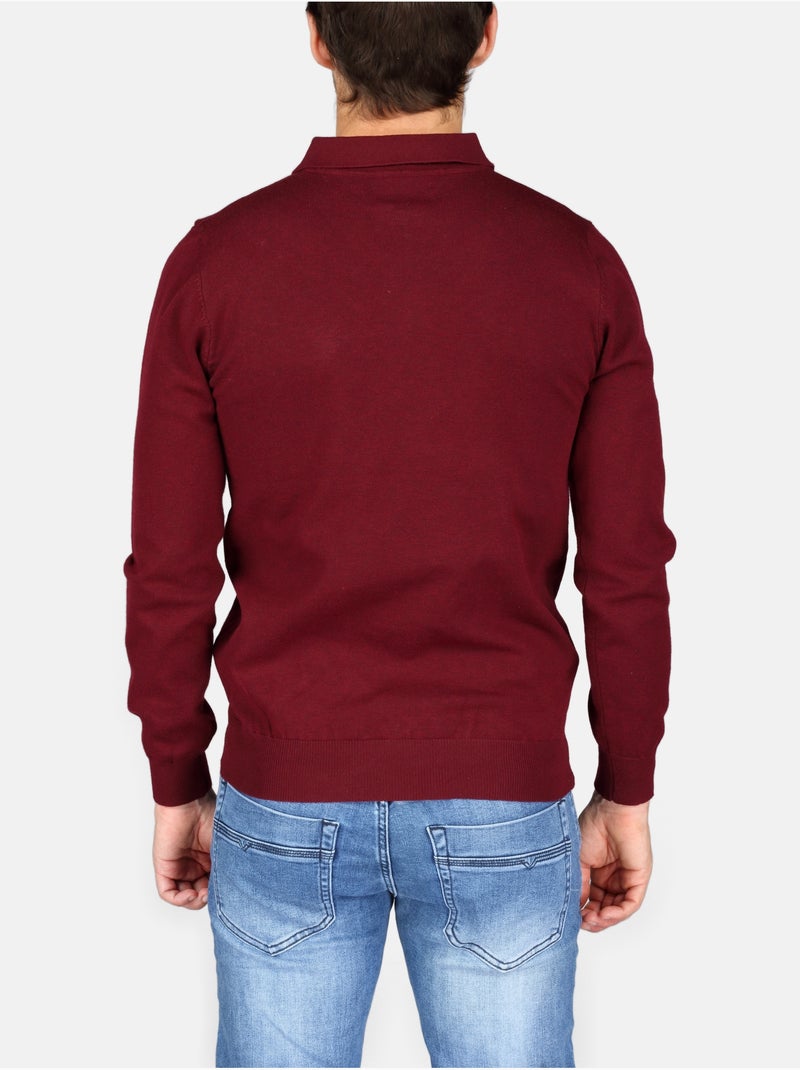 Camisola elegante com gola polo e fecho de correr - Kenzarro Vermelho - Kiabi
