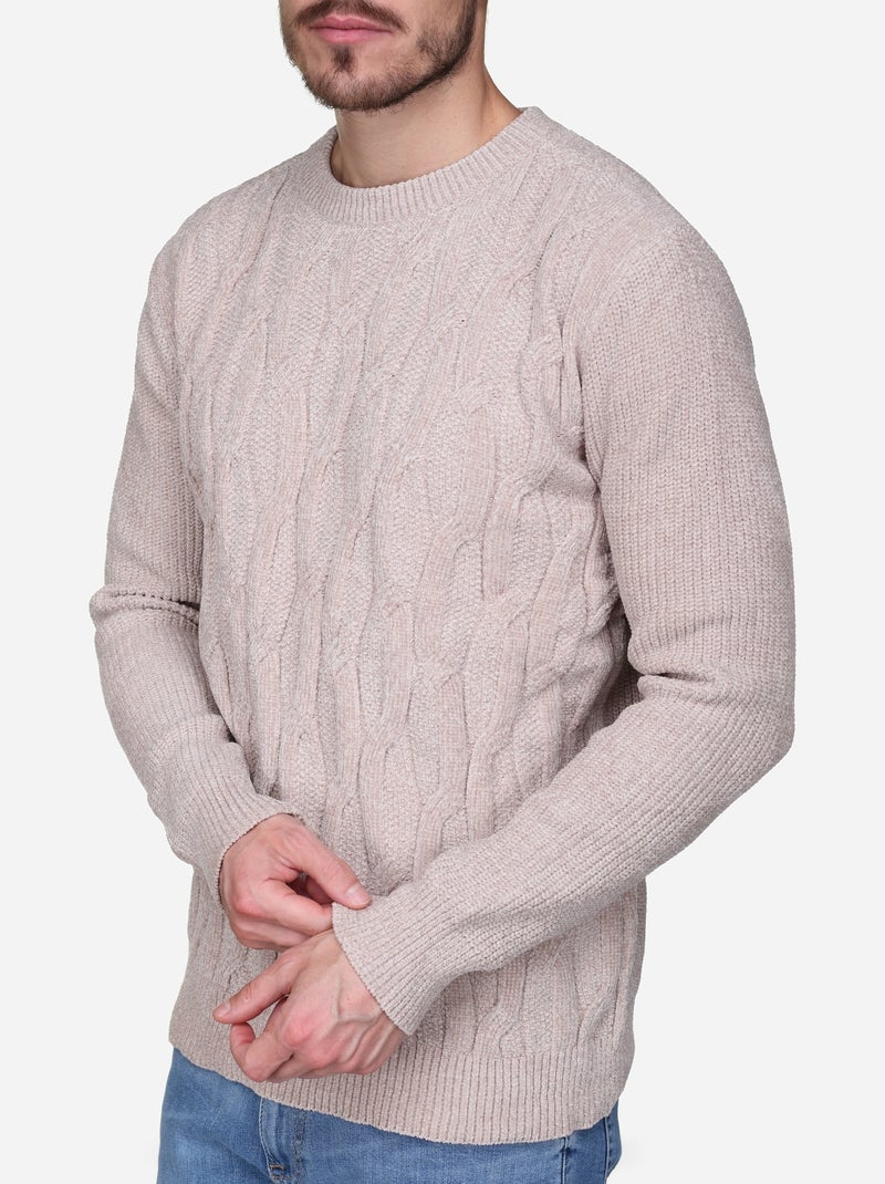 Camisola elegante com malha trançada - Kenzarro Bege - Kiabi