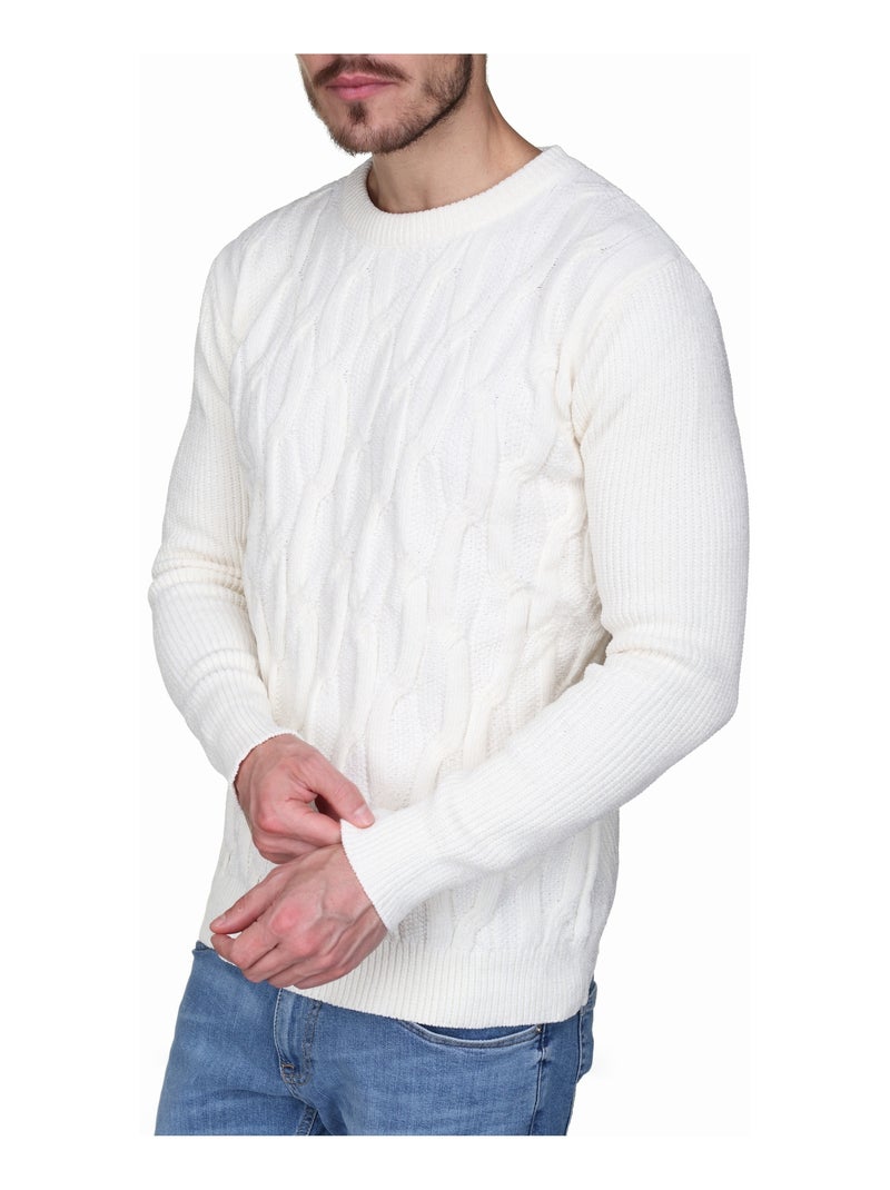 Camisola elegante com malha trançada - Kenzarro Branco - Kiabi