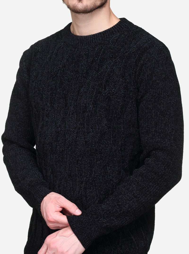 Camisola elegante com malha trançada - Kenzarro Preto - Kiabi