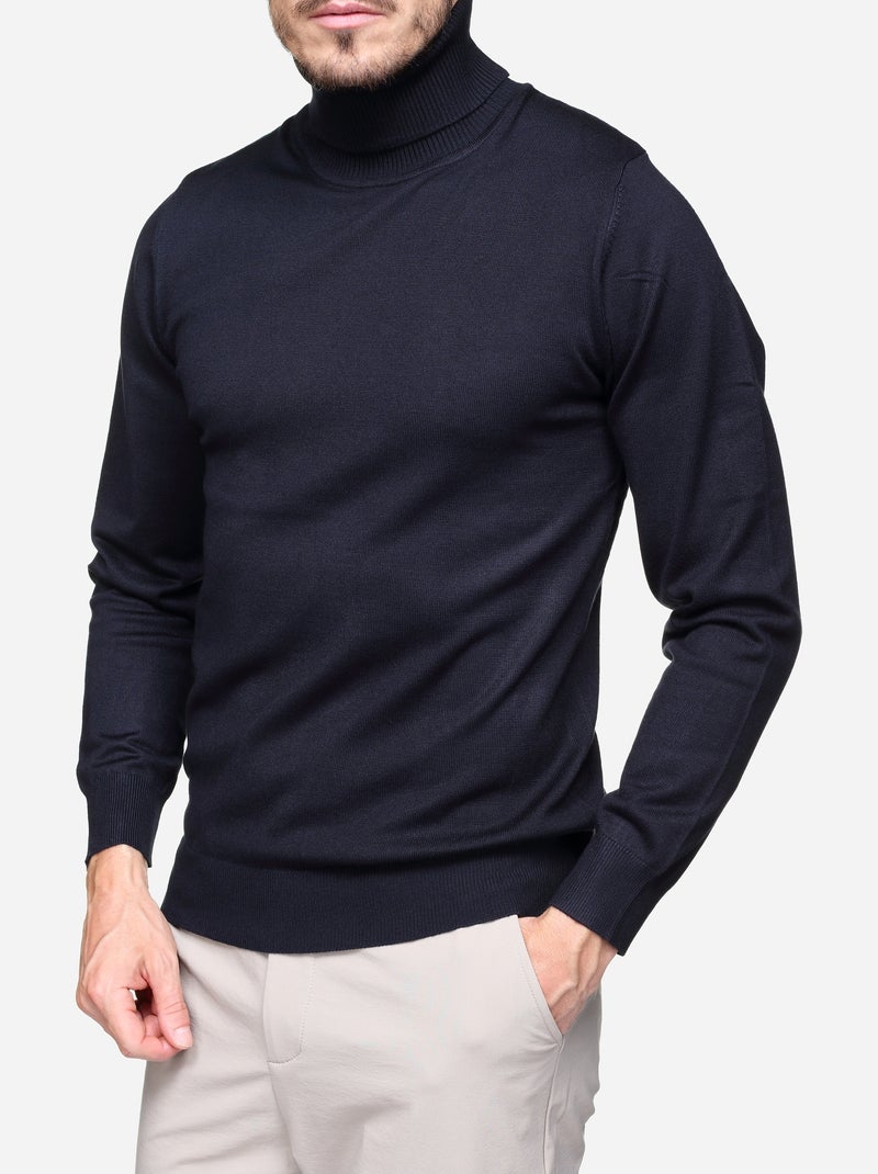 Camisola elegante de gola alta - Frilivin Azul escuro - Kiabi