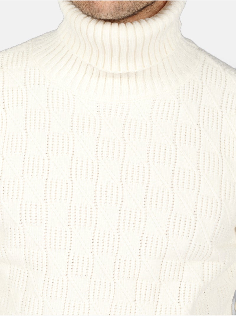 Camisola elegante de gola alta - Kenzarro Branco - Kiabi