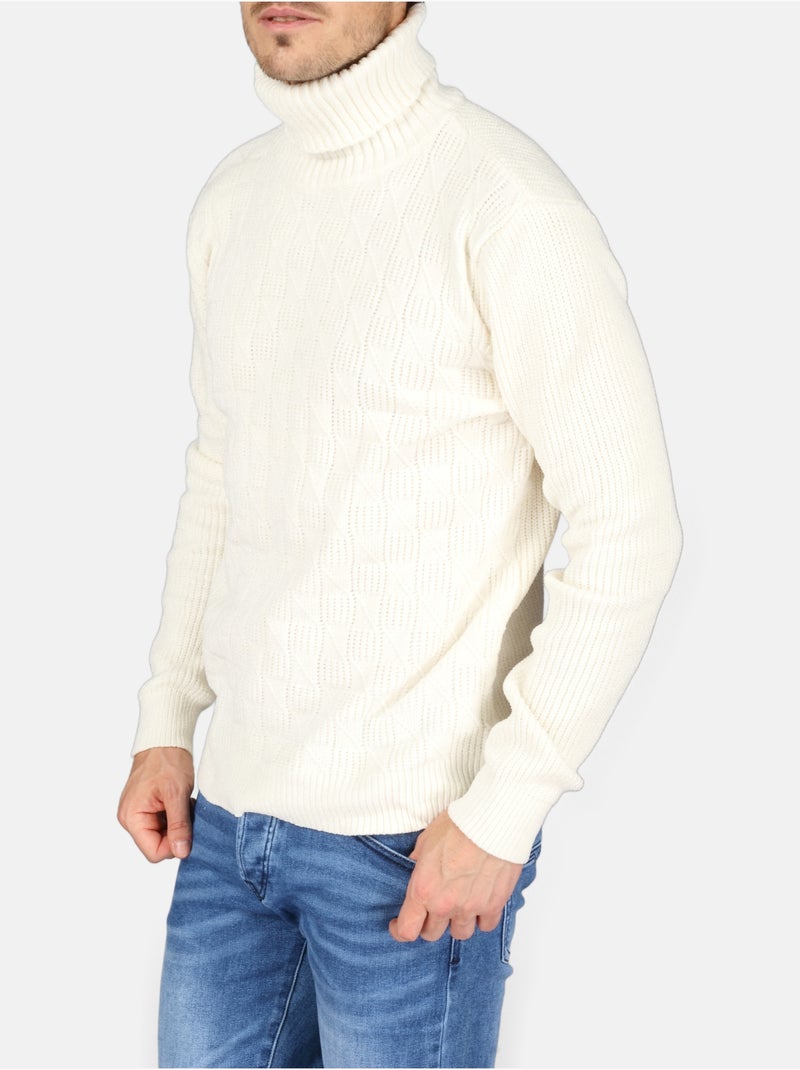 Camisola elegante de gola alta - Kenzarro Branco - Kiabi