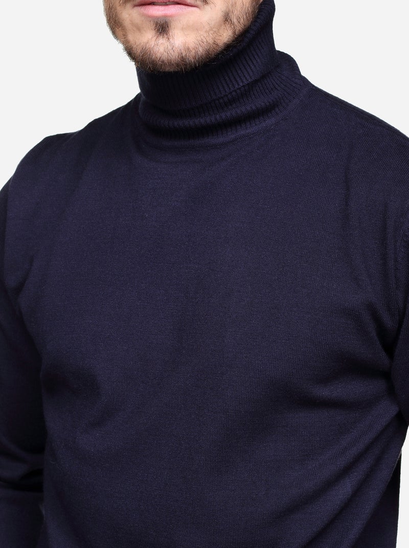 Camisola elegante de gola alta - Yves Enzo Azul escuro - Kiabi