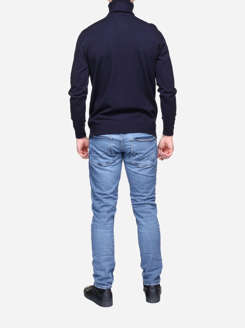 Camisola elegante de gola alta - Yves Enzo Azul escuro - Kiabi