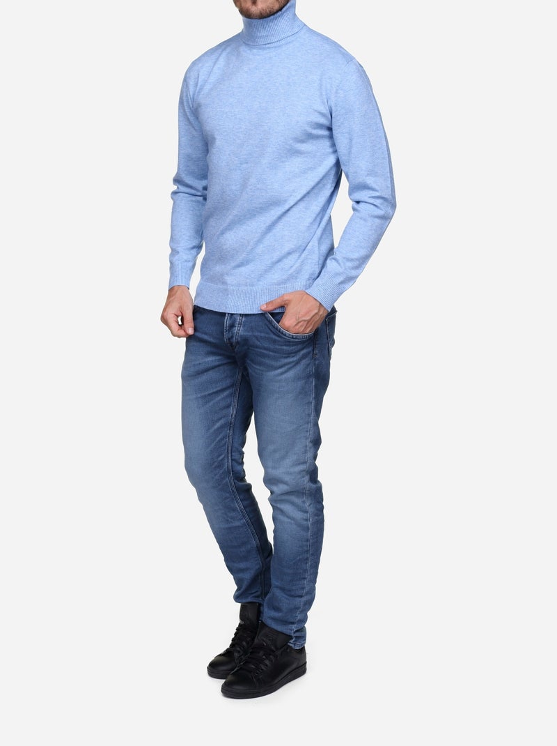 Camisola elegante de gola alta - Yves Enzo Azul - Kiabi