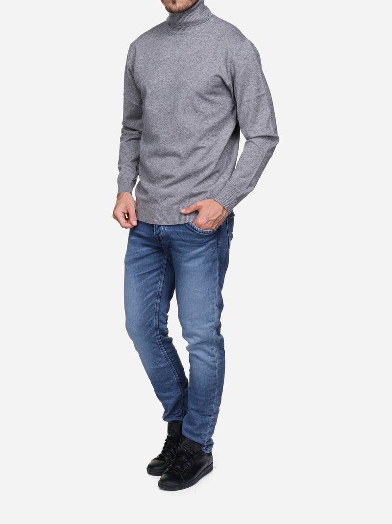 Camisola elegante de gola alta - Yves Enzo Cinza - Kiabi