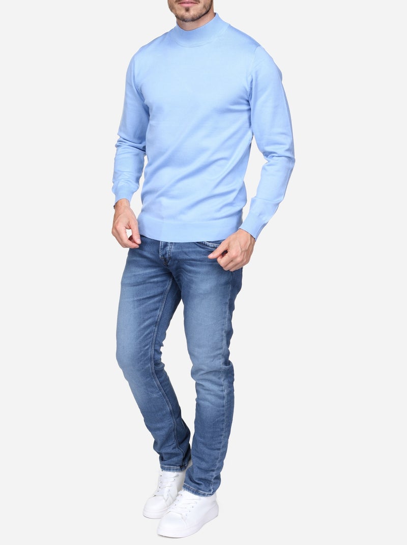 Camisola elegante de gola alta e mangas compridas - Frilivin Azul-céu - Kiabi
