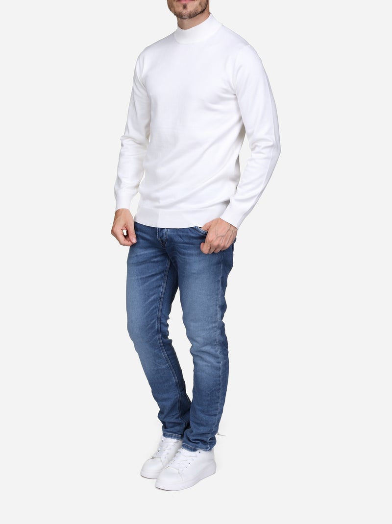Camisola elegante de gola alta e mangas compridas - Frilivin Branco - Kiabi