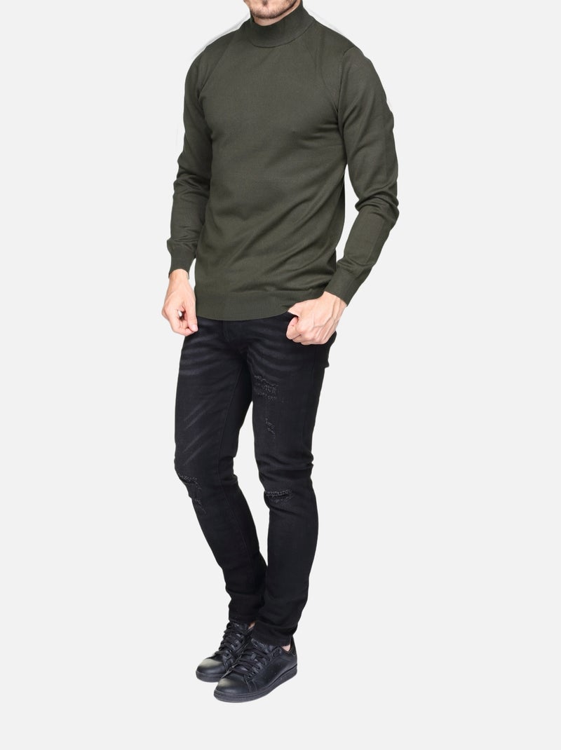 Camisola elegante de gola alta e mangas compridas - Frilivin Cáqui - Kiabi