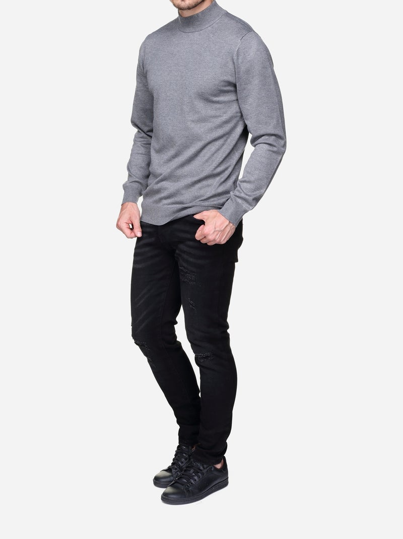 Camisola elegante de gola alta e mangas compridas - Frilivin Cinza - Kiabi