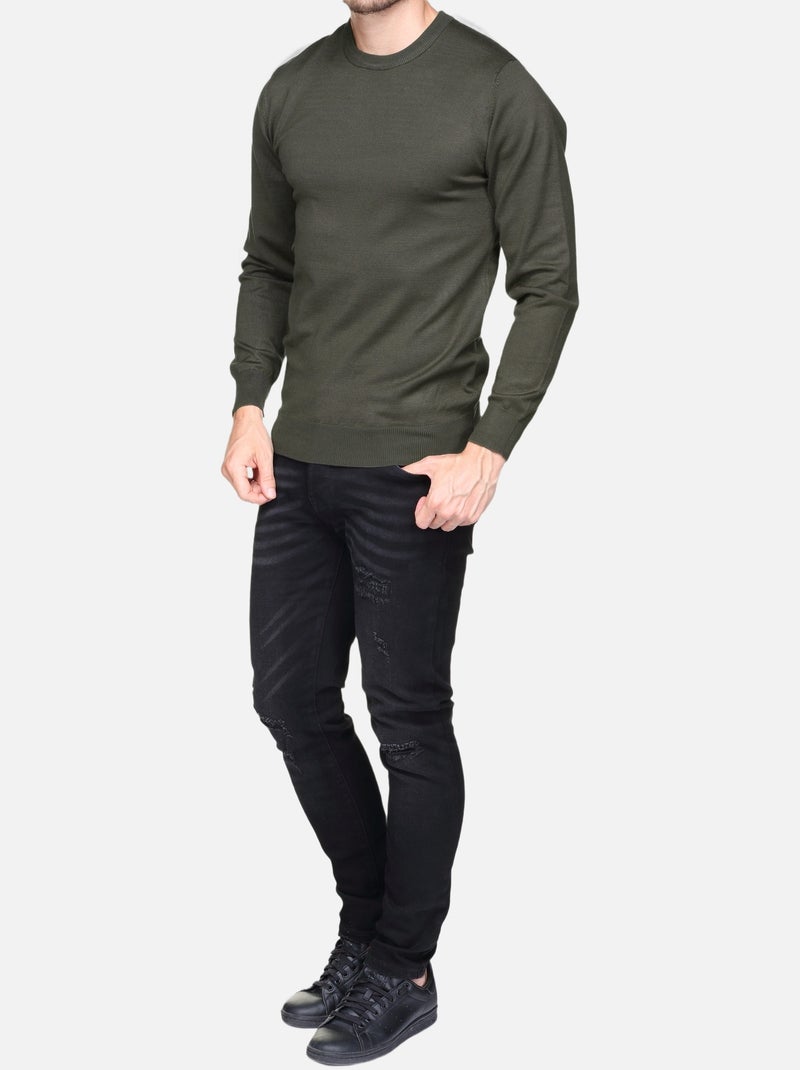 Camisola elegante de gola redonda - Frilivin Cáqui - Kiabi