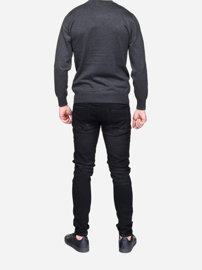 Camisola elegante de gola redonda - Frilivin Cinza escuro - Kiabi