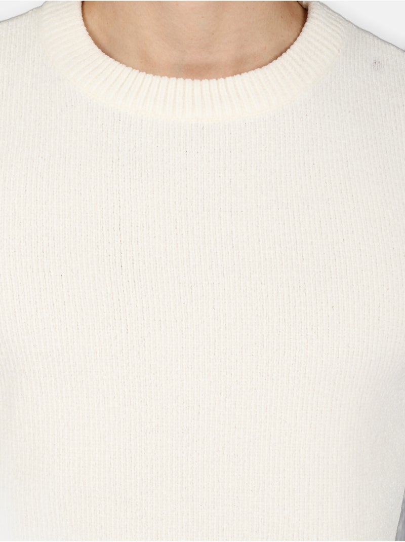 Camisola elegante de gola redonda - Kenzarro Branco - Kiabi