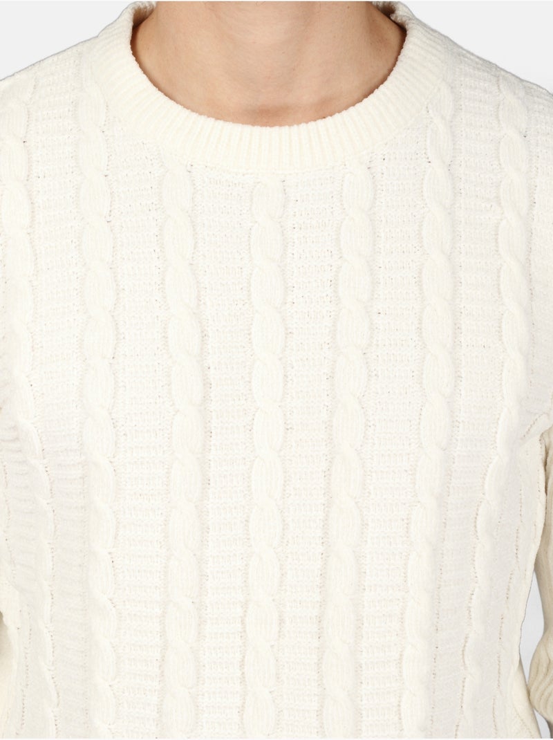 Camisola elegante de gola redonda - Kenzarro Branco - Kiabi