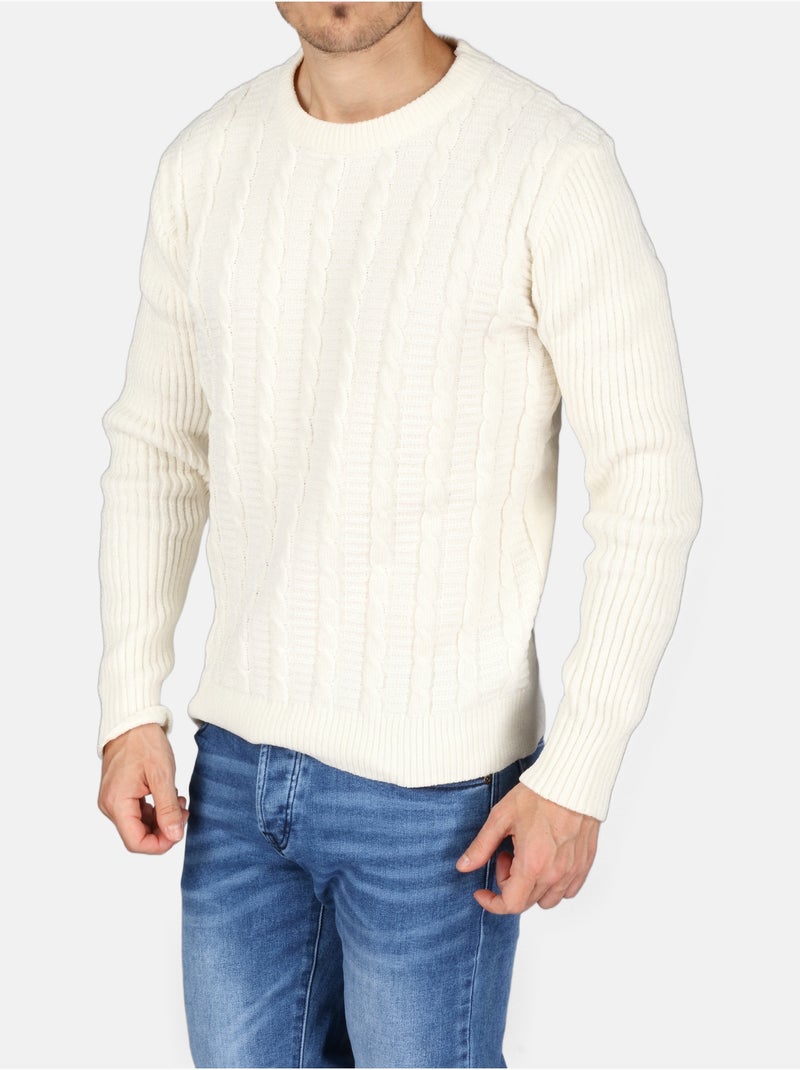 Camisola elegante de gola redonda - Kenzarro Branco - Kiabi