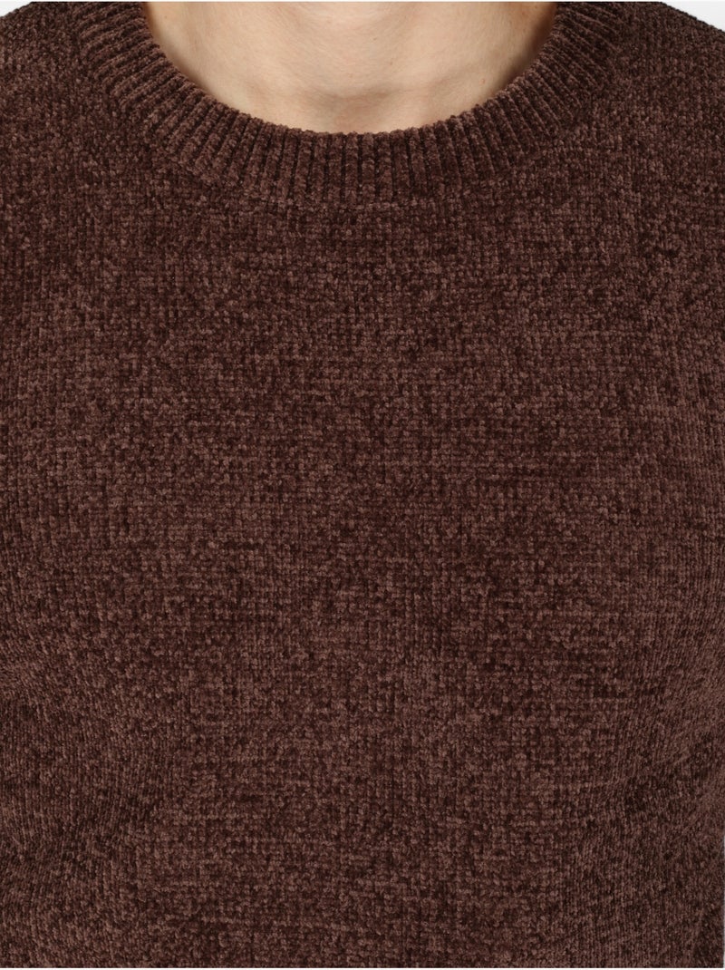 Camisola elegante de gola redonda - Kenzarro Castanho - Kiabi