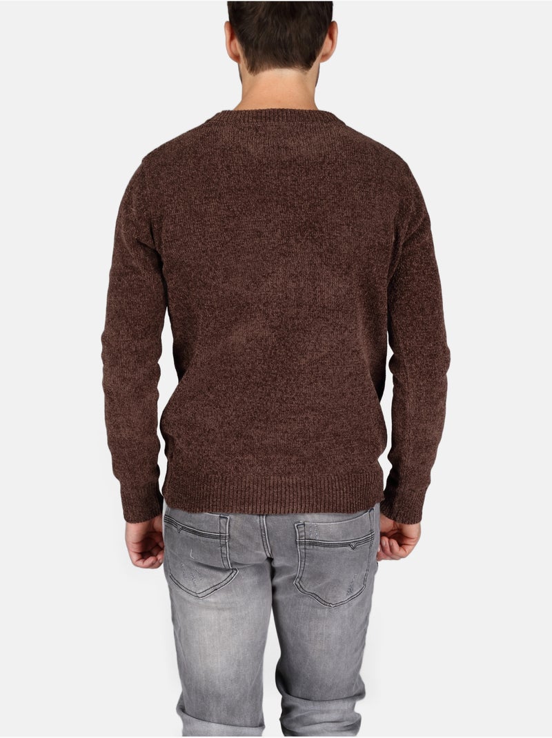Camisola elegante de gola redonda - Kenzarro Castanho - Kiabi