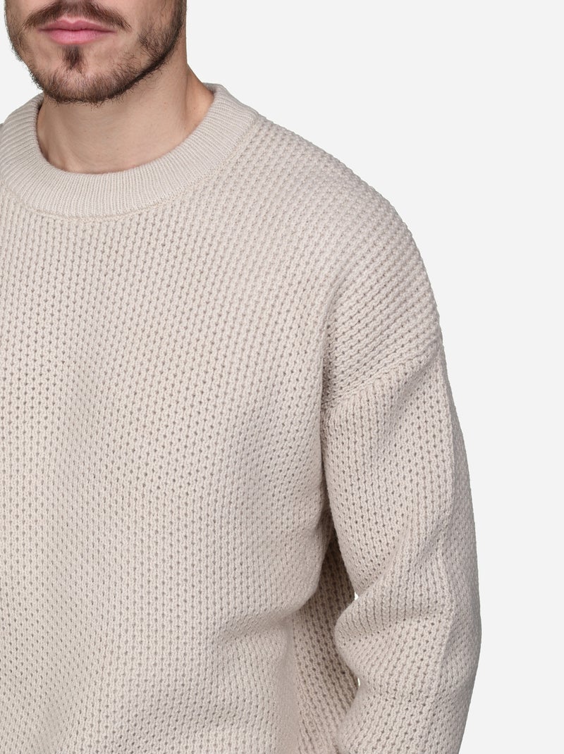 Camisola elegante de gola redonda - Kenzarro Creme - Kiabi