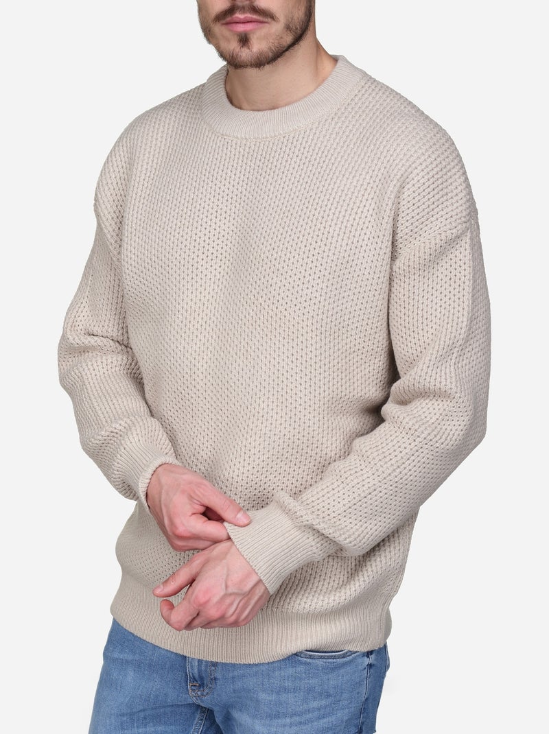 Camisola elegante de gola redonda - Kenzarro Creme - Kiabi