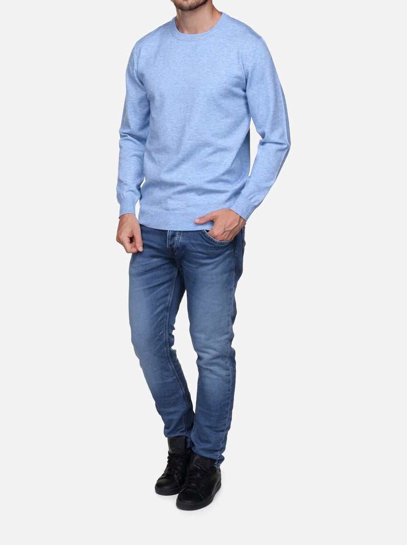 Camisola elegante de gola redonda - Yves Enzo Azul - Kiabi