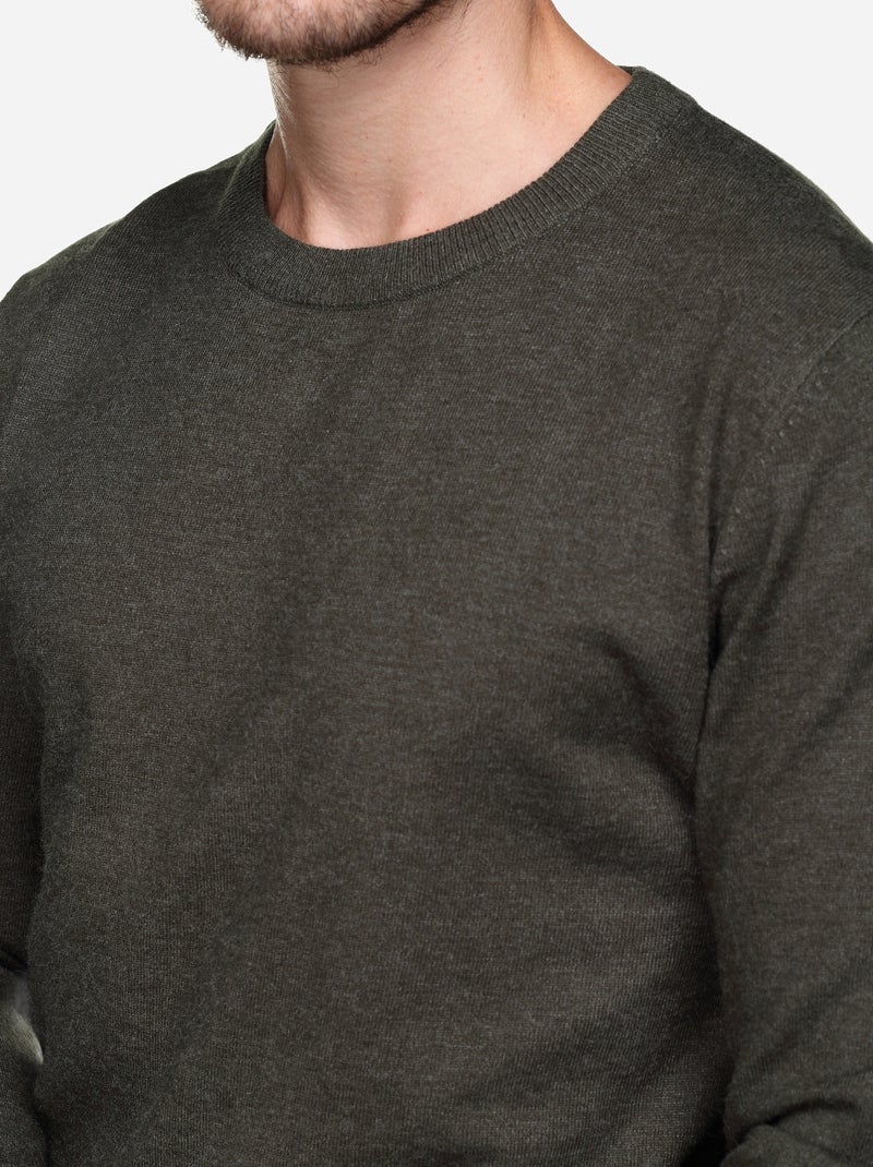 Camisola elegante de gola redonda - Yves Enzo Cáqui - Kiabi