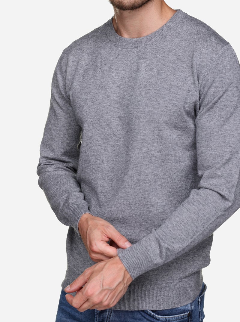 Camisola elegante de gola redonda - Yves Enzo Cinza - Kiabi