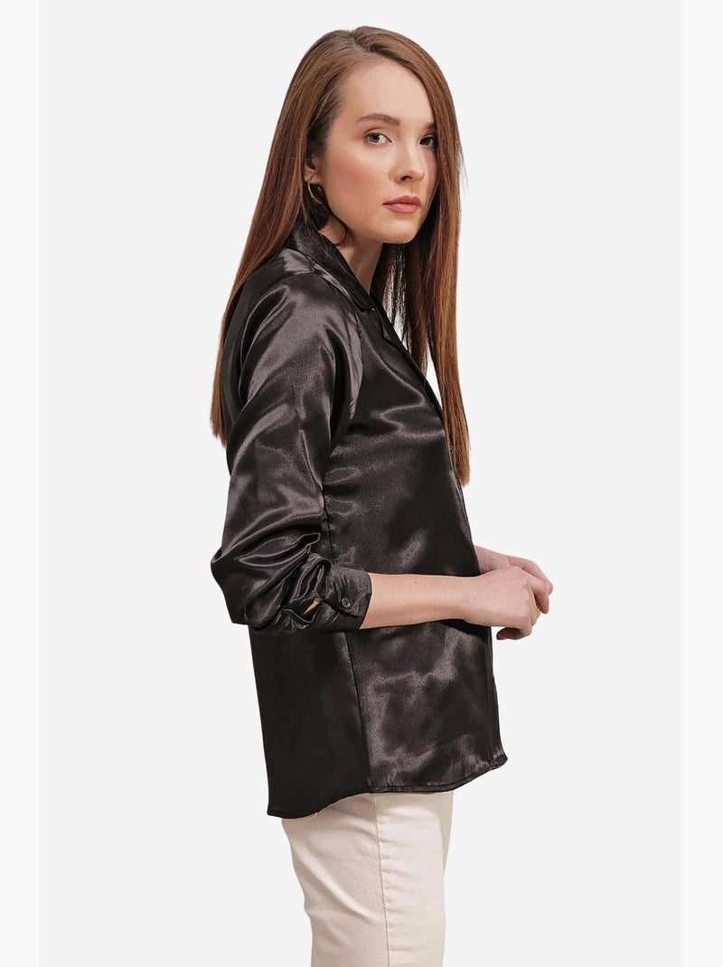 Camisola em cetim com gola envolvente bdart Preto - Kiabi