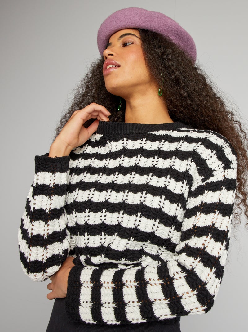 Camisola em croché BEGE - Kiabi