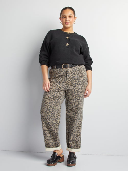 Camisola em croché com gola de botões - Kiabi