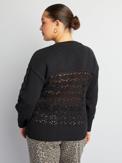 Camisola em croché com gola de botões - Kiabi