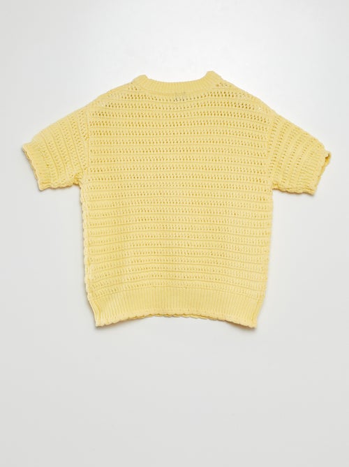 Camisola em croché de manga curta - Kiabi