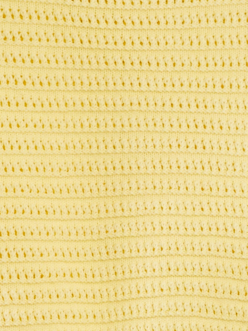 Camisola em croché de manga curta AMARELO - Kiabi